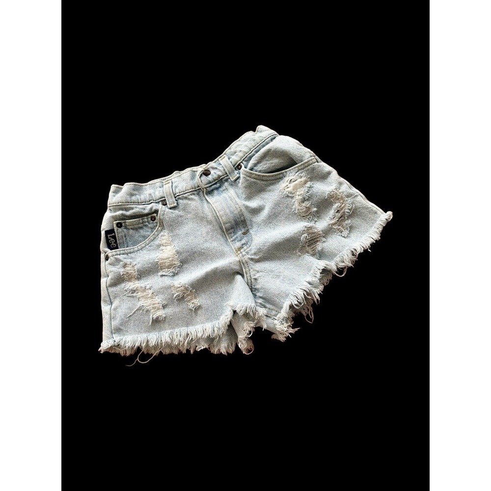Vintage Jean Shorts LEE Women's Size 25W Light Wash Denim Grunge USA Ripped